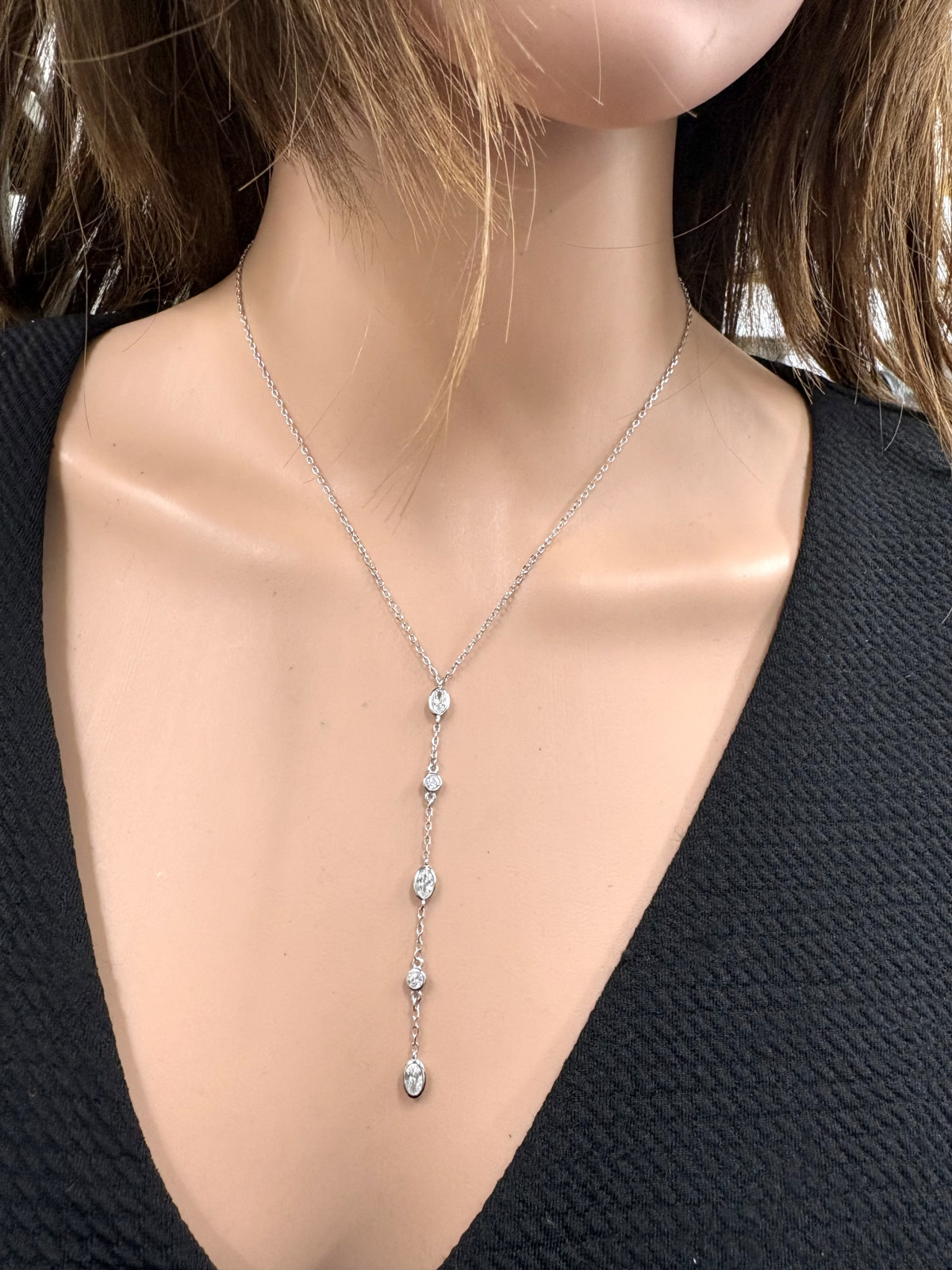 שרשרת כסף 925 עם זרקונים נופלים