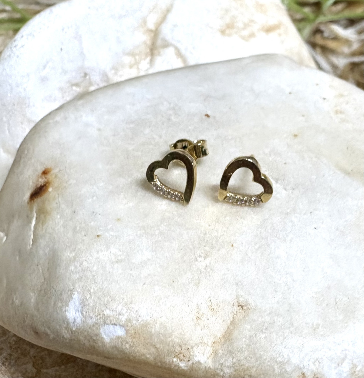 עגילי זהב 14K - לב  