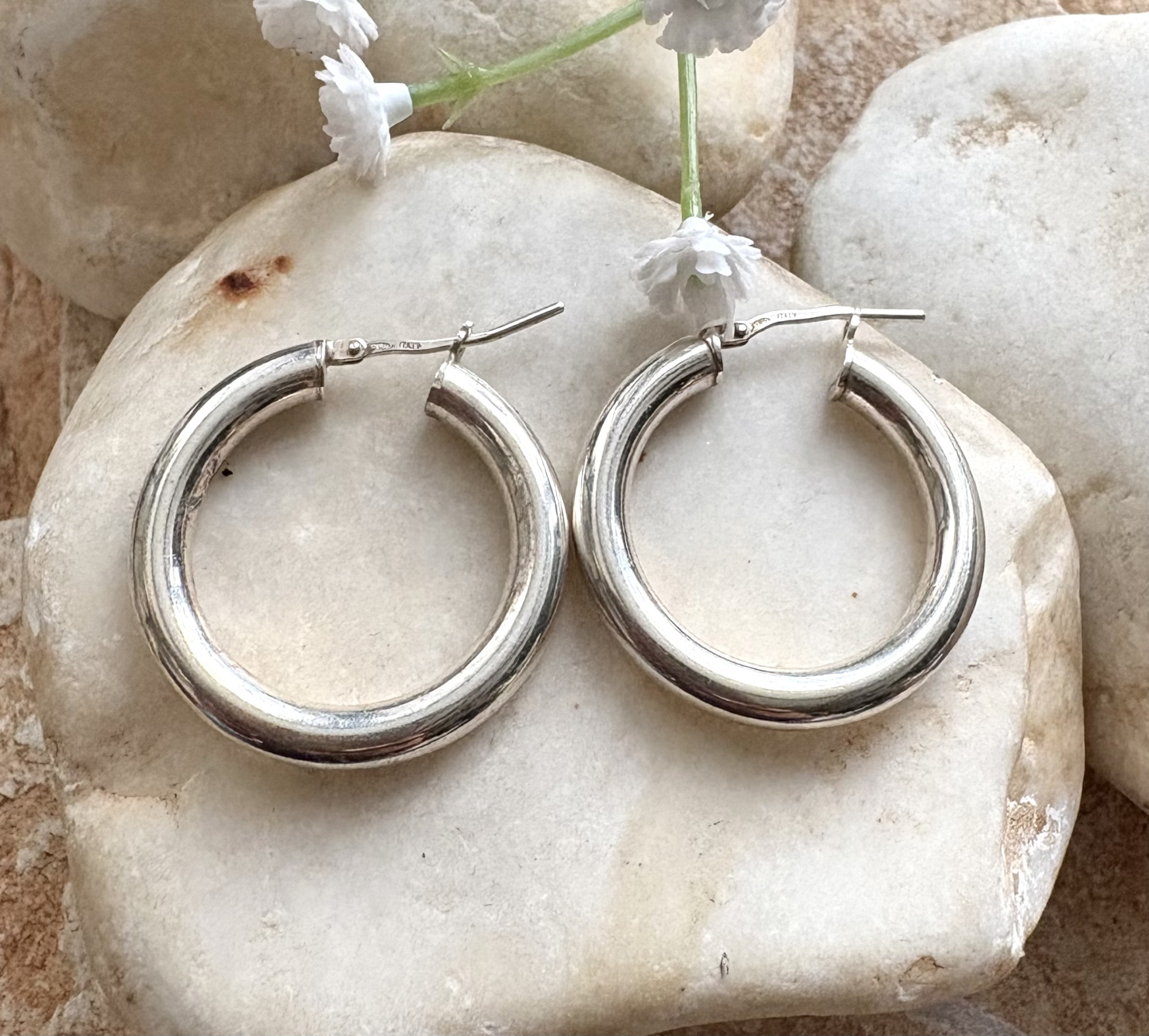 עגילי כסף 925 חישוק  - 2.8 ס"מ